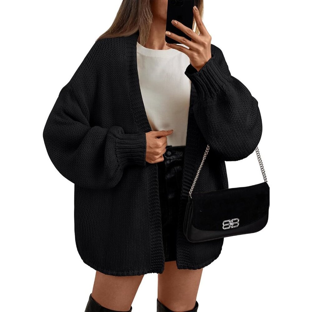 Women Oversized Knit Cardigan Sweater Open Front Long Sleeve Casual
